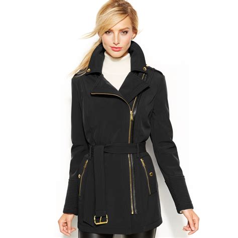 michael kors jacke schwarz damen|michael kors black coat.